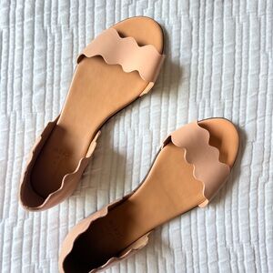 J. Crew Pink Scalloped Sandals Sleek Slip-On Design